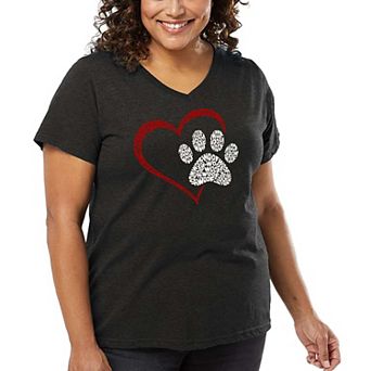 Paw Heart - Women's Plus Size Word Art V-Neck