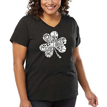Women's Plus Size Word Art V-Neck - KISS ME I'M IRISH