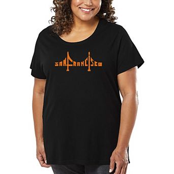 Women's Plus Size Word Art T-shirt - San Francisco Bridge