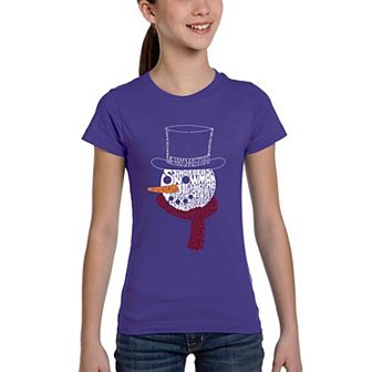Snowman Face - Girl's Word Art T-Shirt
