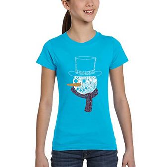 Snowman Face - Girl's Word Art T-Shirt