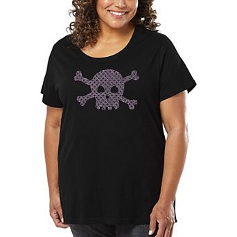 Women's Plus Size Word Art T-shirt - XOXO Skull
