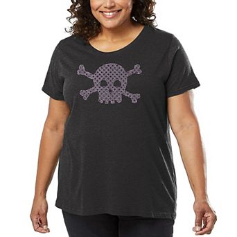 Women's Plus Size Word Art T-shirt - XOXO Skull