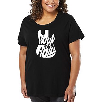 Rock And Roll Guitar - Women's Plus Size Word Art T-Shirt