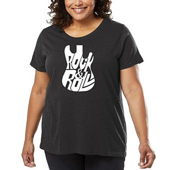 Rock And Roll Guitar - Women's Plus Size Word Art T-Shirt