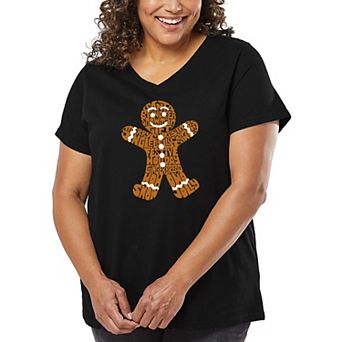 Gingerbread - Women's Plus Size Word Art V-Neck