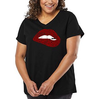 Brooklyn Lips - Women's Plus Size Word Art V-Neck