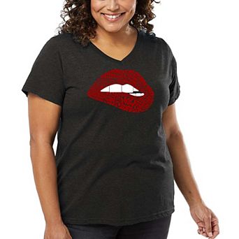 Brooklyn Lips - Women's Plus Size Word Art V-Neck
