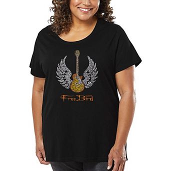 Women's Plus Size Word Art T-shirt - LYRICS TO FREEBIRD