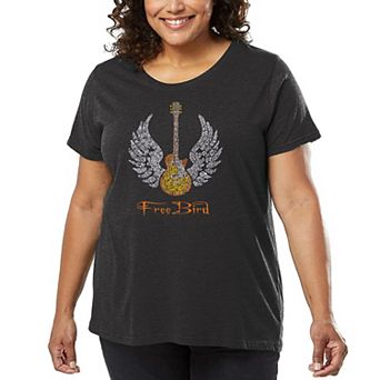 Women's Plus Size Word Art T-shirt - LYRICS TO FREEBIRD