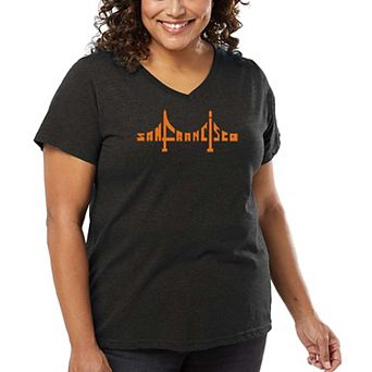 Women's Plus Size Word Art V-Neck - San Francisco Bridge
