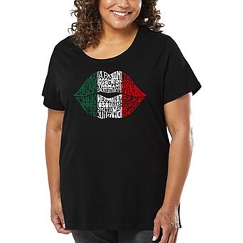Women's Plus Size Word Art T-shirt - Latina Lips