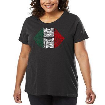 Women's Plus Size Word Art T-shirt - Latina Lips