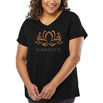 Women's Plus Size Word Art V-Neck - Namaste