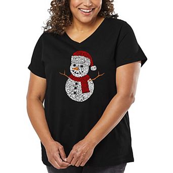 Christmas Snowman - Women's Plus Size Word Art V-Neck
