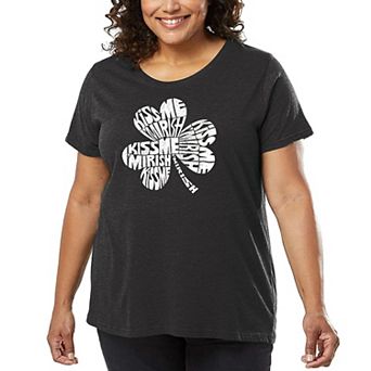 Women's Plus Size Word Art T-shirt - KISS ME I'M IRISH