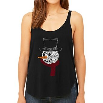 Snowman Face - Women's Premium Word Art Flowy Tank Top