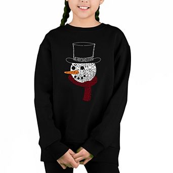 Snowman Face - Girl's Word Art Crewneck Sweatshirt