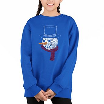 Snowman Face - Girl's Word Art Crewneck Sweatshirt
