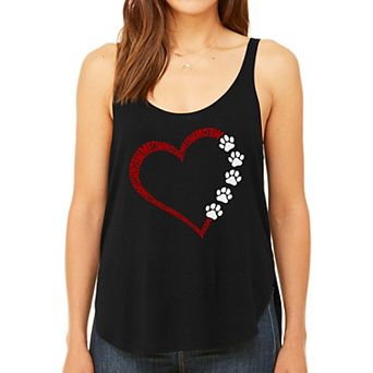 Meow Heart - Women's Premium Word Art Flowy Tank Top
