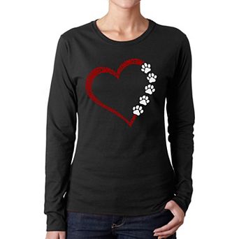 Meow Heart - Women's Word Art Long Sleeve T-Shirt
