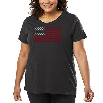 Women's Plus Size Word Art T-shirt - US Flag