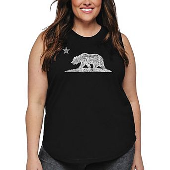 Women's Plus Size Word Art Tank Top - California Bear