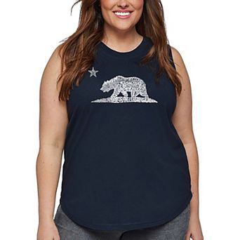 Women's Plus Size Word Art Tank Top - California Bear