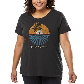 Women's Plus Size Word Art T-shirt - Cities In San Diego