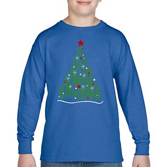 We Wish You A Merry Christmas - Boy's Word Art Long Sleeve T-Shirt