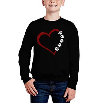 Meow Heart - Boy's Word Art Crewneck Sweatshirt