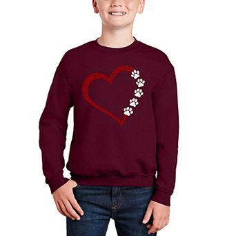 Meow Heart - Boy's Word Art Crewneck Sweatshirt