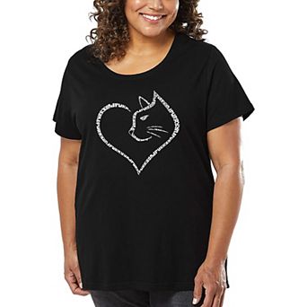 Cat Heart - Women's Plus Size Word Art T-Shirt