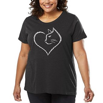 Cat Heart - Women's Plus Size Word Art T-Shirt