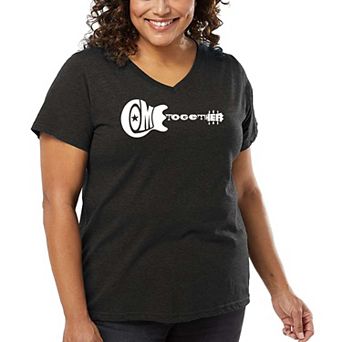 Women's Plus Size Word Art V-Neck - COME TOGETHER