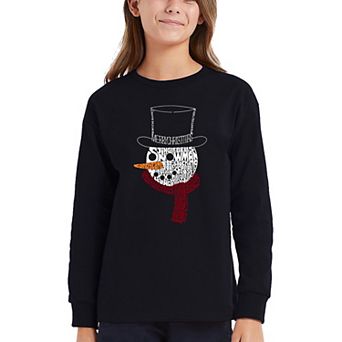Snowman Face - Girl's Word Art Long Sleeve T-Shirt