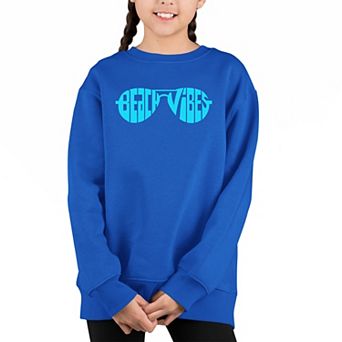 Beach Vibes - Girl's Word Art Crewneck Sweatshirt