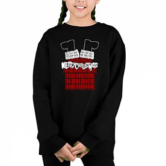 Chimney Santa - Girl's Word Art Crewneck Sweatshirt