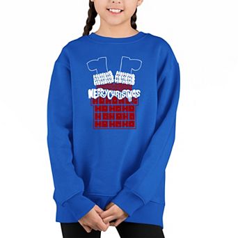 Chimney Santa - Girl's Word Art Crewneck Sweatshirt