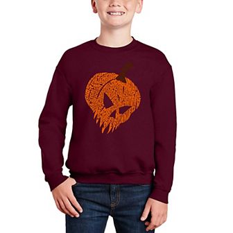 Evil Pumpkin - Boy's Word Art Crewneck Sweatshirt