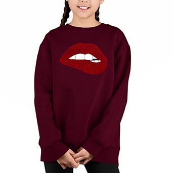 Brooklyn Lips - Girl's Word Art Crewneck Sweatshirt