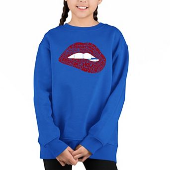 Brooklyn Lips - Girl's Word Art Crewneck Sweatshirt