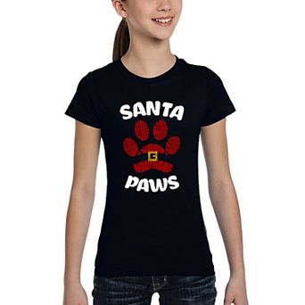 Santa Paws - Girl's Word Art T-Shirt