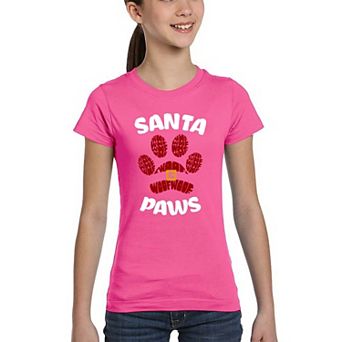 Santa Paws - Girl's Word Art T-Shirt