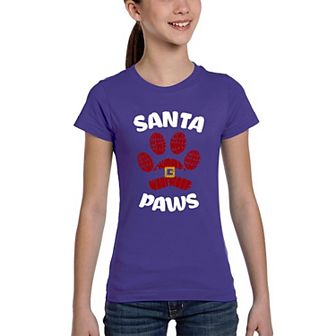 Santa Paws - Girl's Word Art T-Shirt