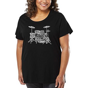 Women's Plus Size Word Art T-shirt - Drums