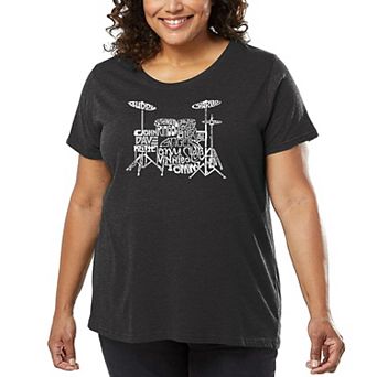 Women's Plus Size Word Art T-shirt - Drums