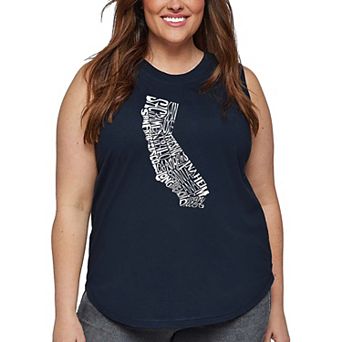 Women's Plus Size Word Art Tank Top - California State