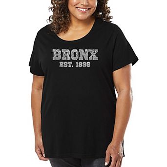 Women's Plus Size Word Art T-shirt - POPULAR NEIGHBORHOODS IN BRONX, NY