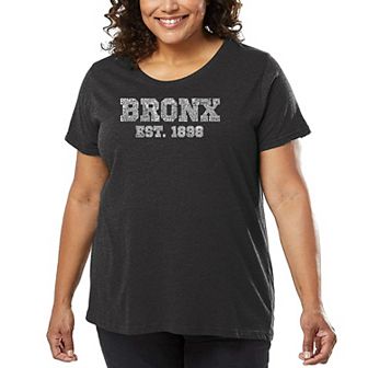 Women's Plus Size Word Art T-shirt - POPULAR NEIGHBORHOODS IN BRONX, NY